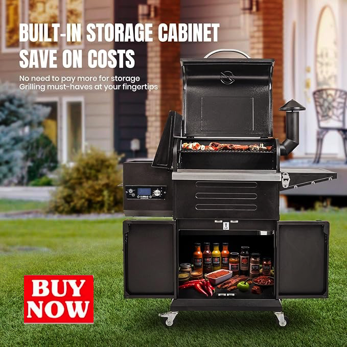 Z GRILLS Wood Pellet Grill & Smoker 8-in-1 Pellet Grill with Automatic Temperature Control，Meat Probes，572 Sq. in Area for Backyard Camping Outdoor Party